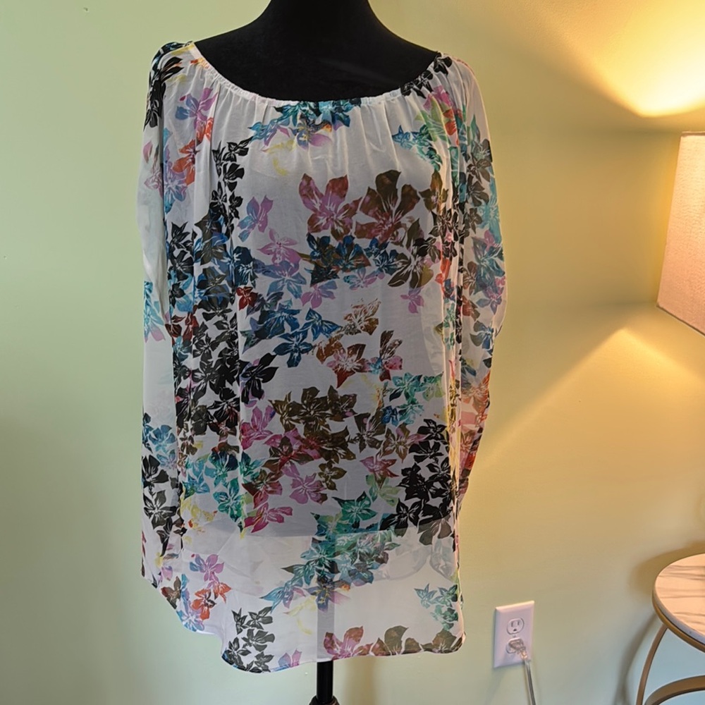 CAbi Sheer Floral Blouse